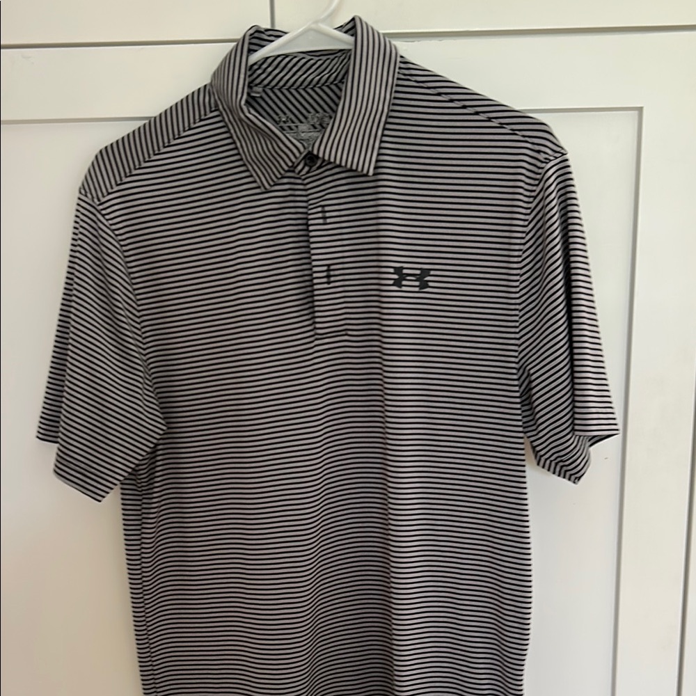 Under Armour Black and White Polo Shirt Athletic Style